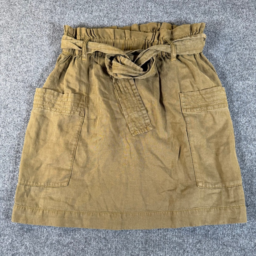 Faherty Arlie Utility Skirt Military Olive Paperbag Waist Mini Small NEW #3858